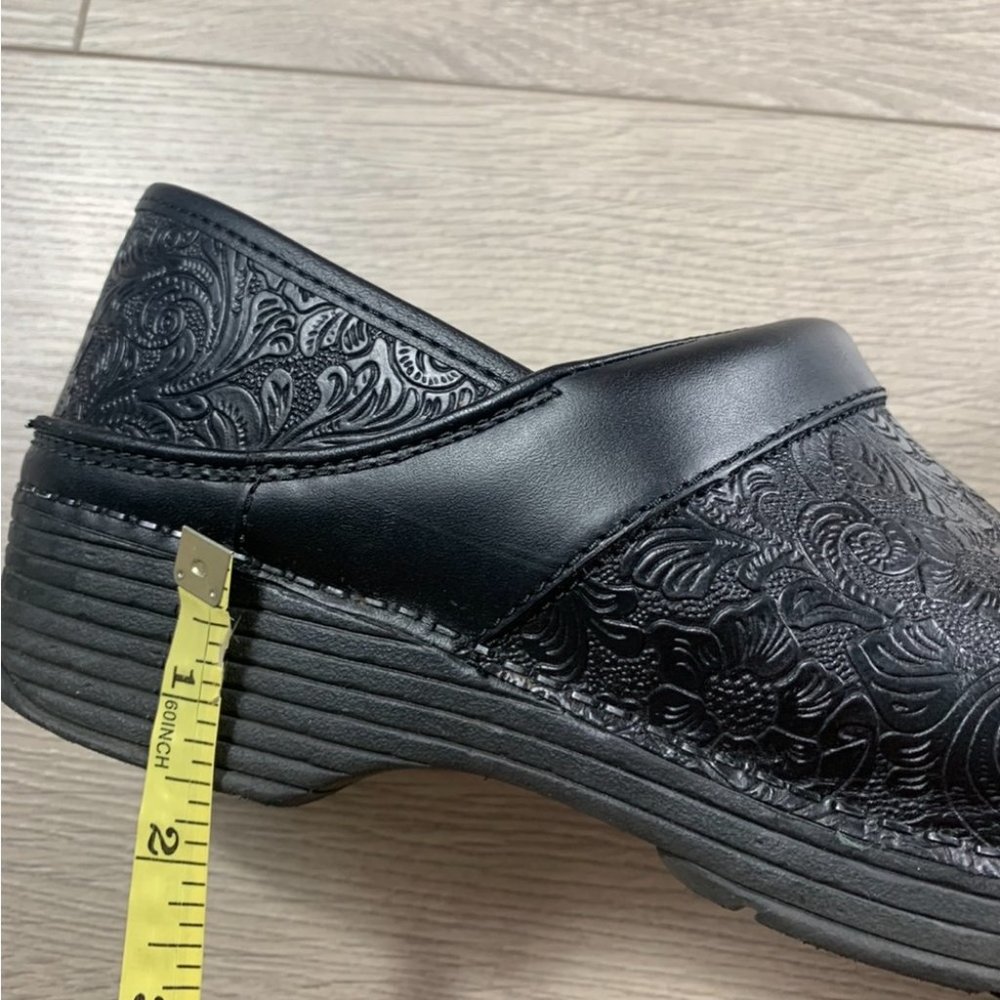 DANSKO Black LT PRO Nursing Clog Shoes Floral Tooled - Picture 10 of 11